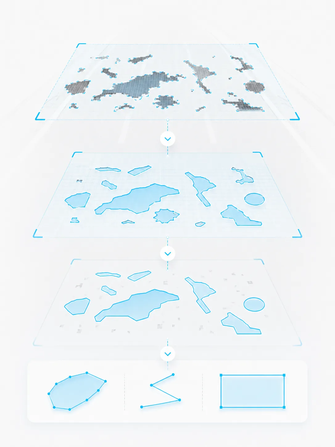 Illustration: von der Maske zu Polygon, Linienzug und Rechteck